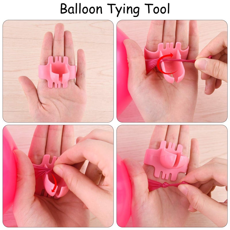FEPITO 124Pcs Tropical Balloons Garland Kit - Pink Green Balloon Arch With Palm Leaves, Tape Strip, Dot Glue and Tying Tool for Party Decor, Birthday Supplies - Image 5